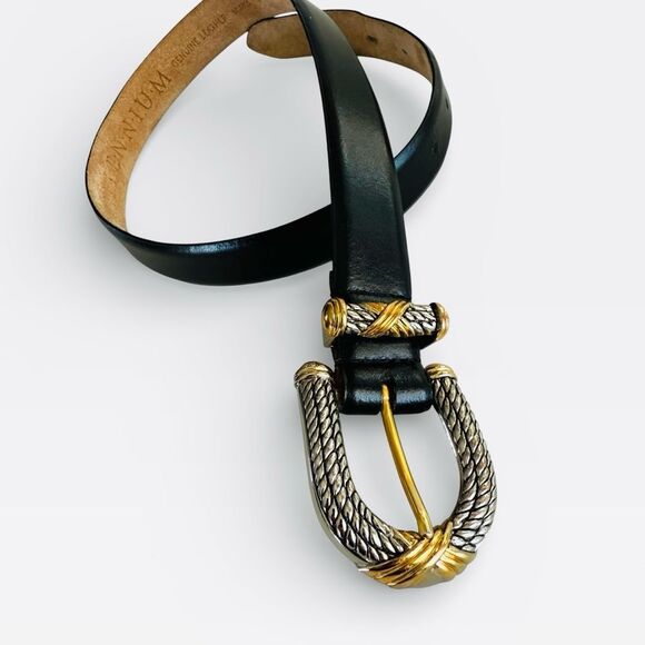 Millennium Vintage Classic Western Leather Belt Silver & Gold Tone Rope Small main image 10